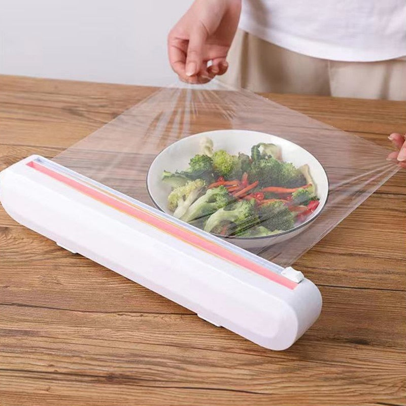 WRAPOK Cling Film Catering Cocina Plástico Sellado De Alimentos Envoltura Con Dispensador, Servicio De Comidas Herramientas De Cocina Para Cocina, 300 Mm X 300 M